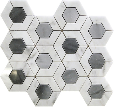 MIR Mosaic Seattle Hexagon 3.25 x 3.25 11.4" x 13" Marble Mosaic