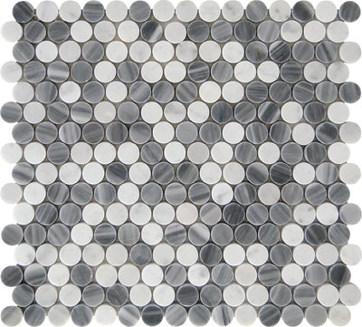 MIR Mosaic Seattle Circle 0.8 x 0.8 11.3" x 12.3" Marble Mosaic
