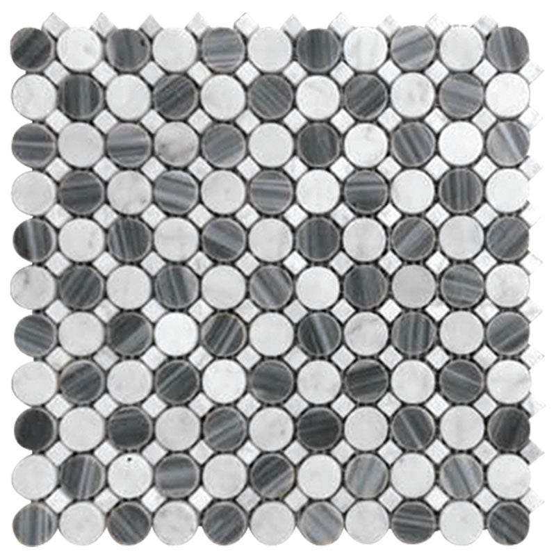 MIR Mosaic Seattle Circle 1 x 1 12.7" x 12.7" Marble Mosaic