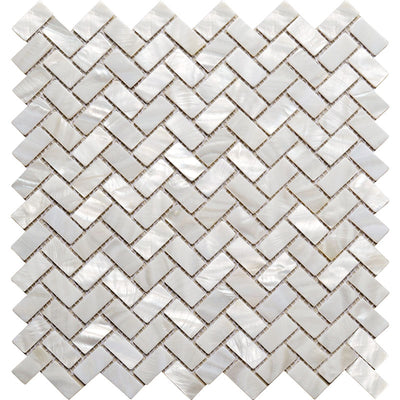 MIR Mosaic Shell Herringbone 0.6 x 1.2 10.6" x 11.2" Natural Shell Mosaic