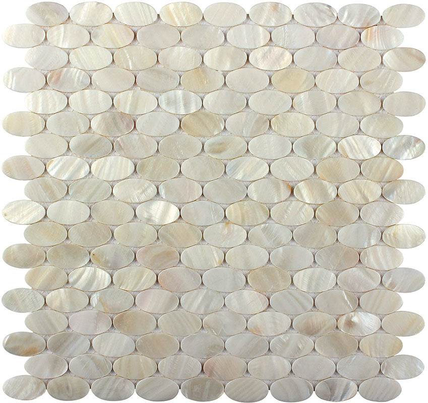 MIR Mosaic Shell Oval 0.7 x 1.3 11.2" x 12" Natural Shell Mosaic