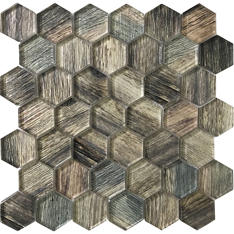 MIR Mosaic Sierra Hexagon 2 x 2 11.8" x 11.8" Glass Mosaic