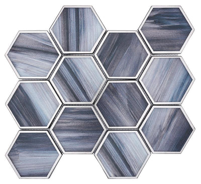 MIR Mosaic Saint Tropez Hexagon 3 x 3 9" x 10.5" Glass Mosaic