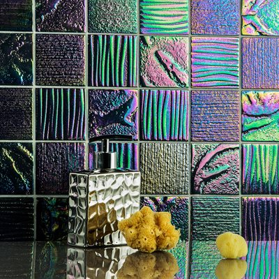 Soho Studio Aqueous 3 x 3 12" x 12" Calabasas Squares Glass Mosaic