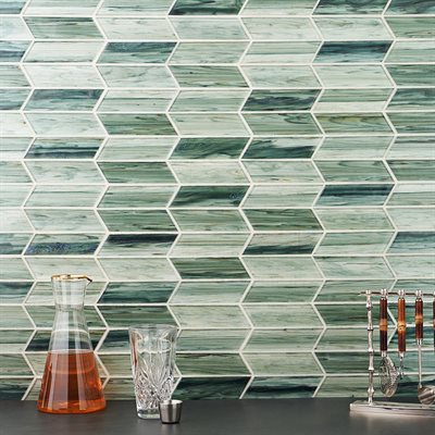 Soho Studio Brook Chevron 11.73" x 11.74" Sage Glass Mosaic