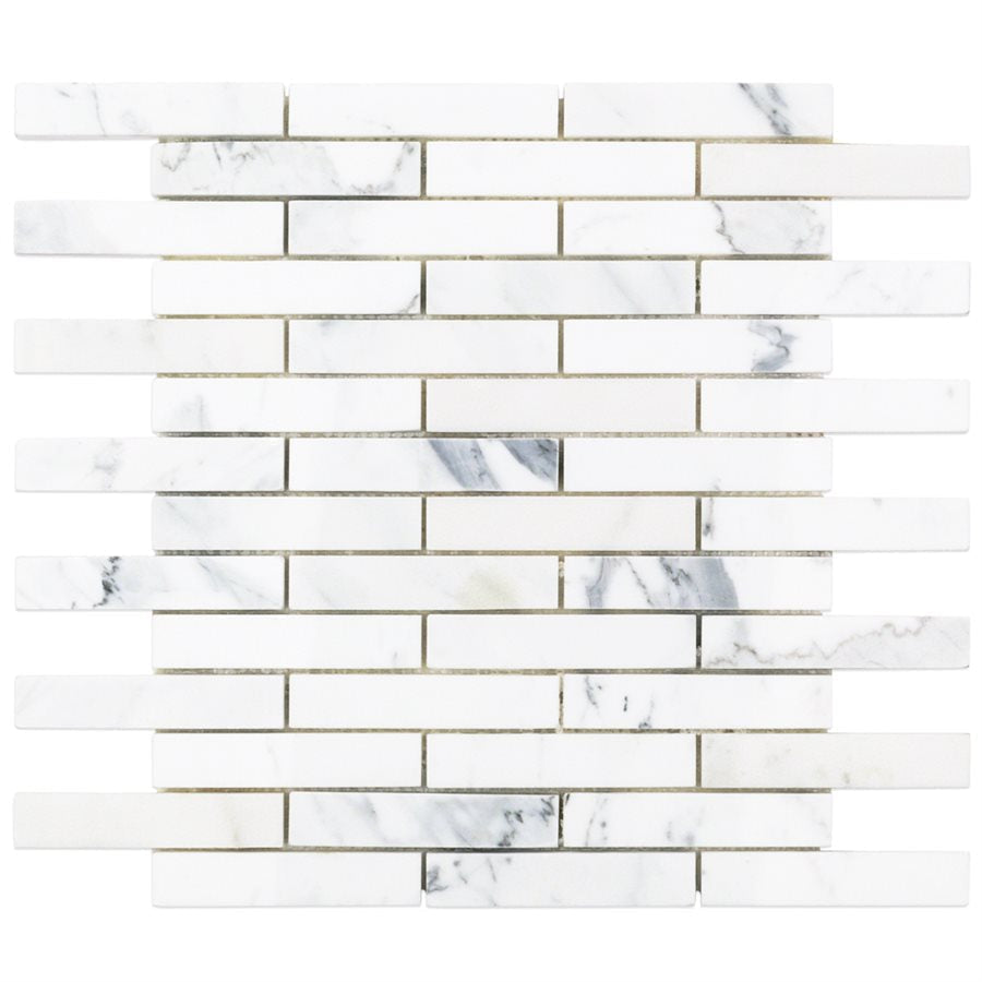Soho Studio Calacatta 1 x 4 Piano Brick 11.94" x 12" Marble Mosaic