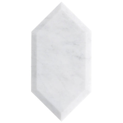 Soho Studio Elongated Hexagon 3.94" x 7.81" White Carrara Glass Tile