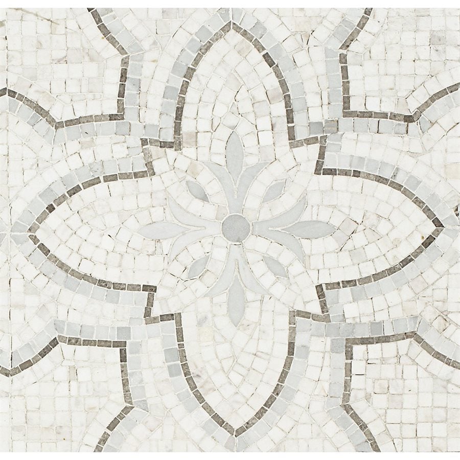 Soho Studio Floral 12" x 12" Bianco Grigio Marble Mosaic