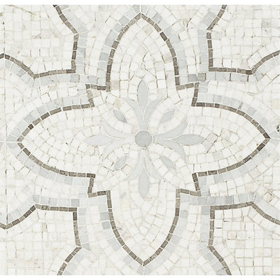 Soho Studio Floral 12" x 12" Bianco Grigio Marble Mosaic