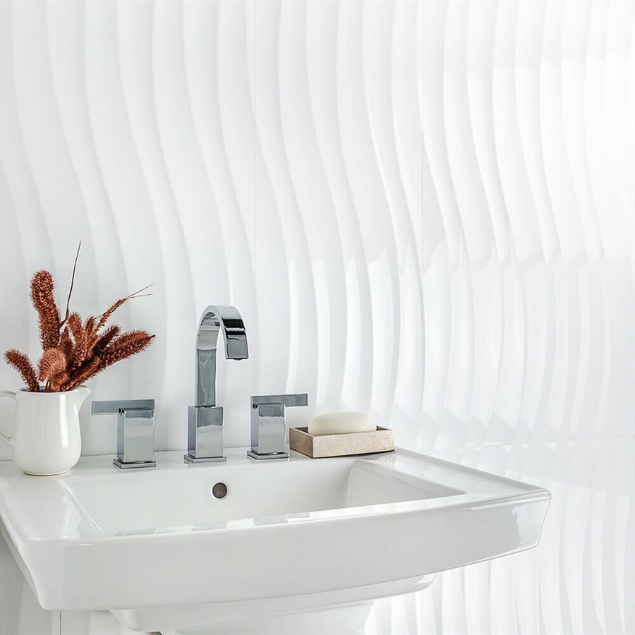 Soho Studio Flow 12" x 36" Wave Bianco Porcelain Tile