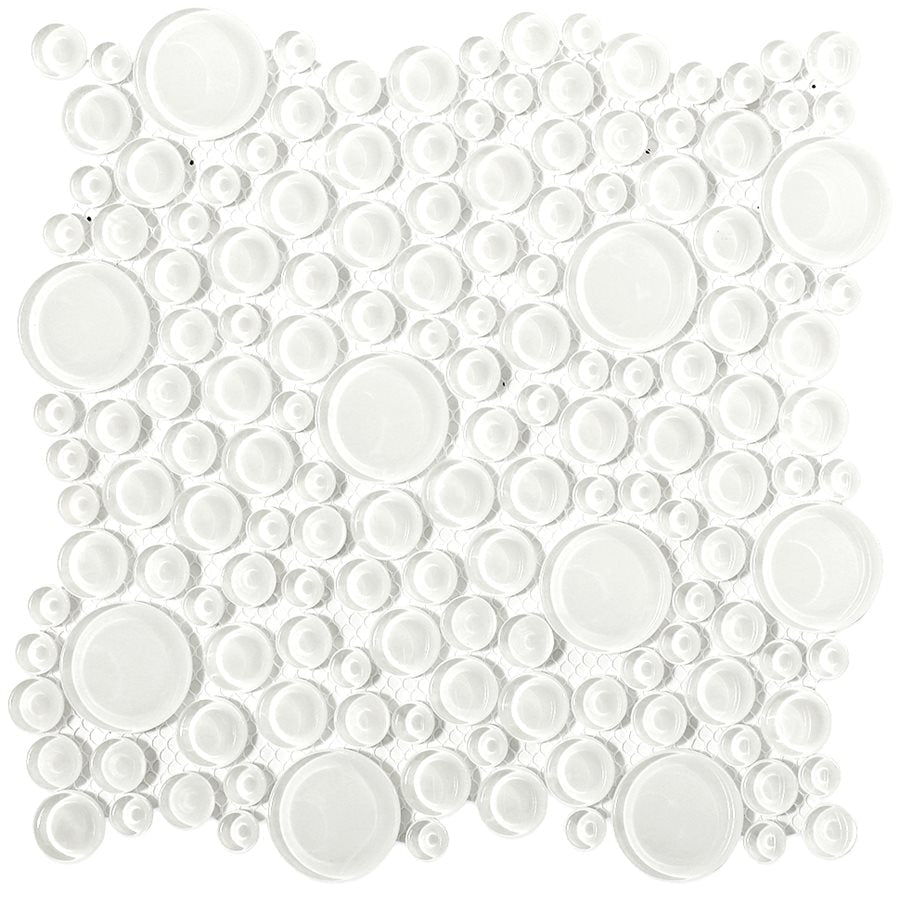 Soho Studio Loft 11.5" x 11.5" Super White Circles All Glass Glass Mosaic