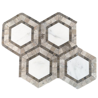 Soho Studio Metrology 10.75" x 12.25" Asian Statuary Lagos Temple Gray Marble Mosaic