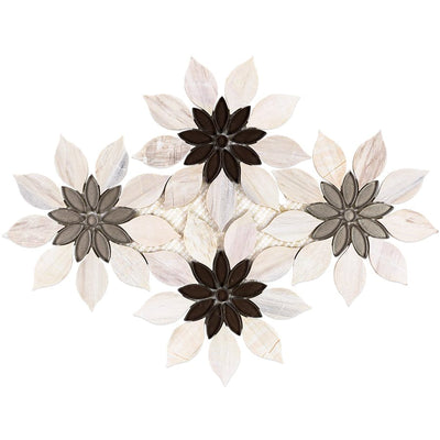 Soho Studio Mj Rain Flower 12.4" x 14.13" Marble Mosaic
