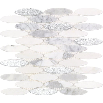 Soho Studio Motion Oval 12" x 12" Glacier Peak Glass & Marble Mosaic