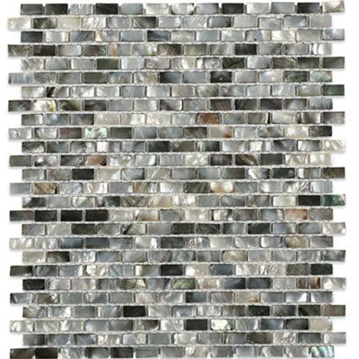 Soho Studio Pearl 10.13" x 11.75" Brick Black Lip Semi-Precious Freshwater Shell Mosaic