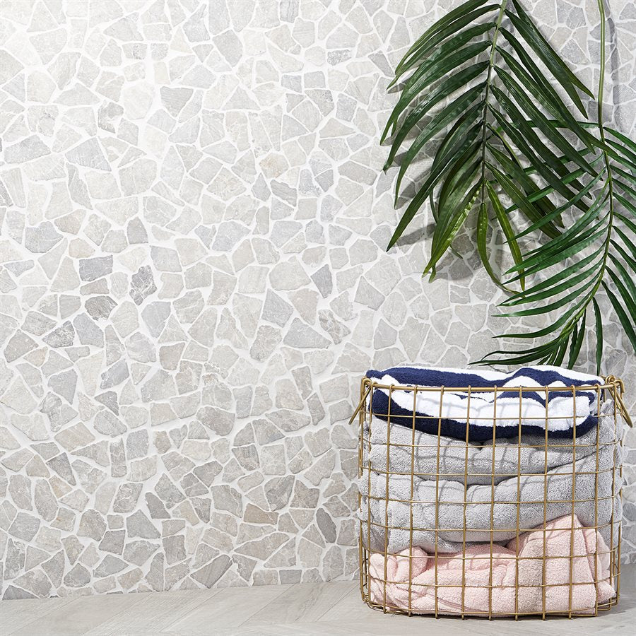 Soho Studio Pebblestone Tumbled 11.81" x 11.81" Prambanan Grey Tumbled Pebblestone Mosaic