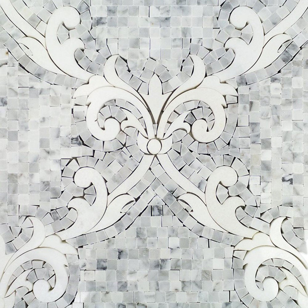 Soho Studio Regalia 12" x 12" Bianco Carrara And White Thassos Marble Mosaic