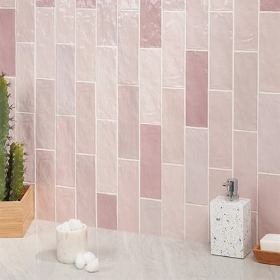 Soho Studio Serena 3" x 8" Pink Ceramic Tile