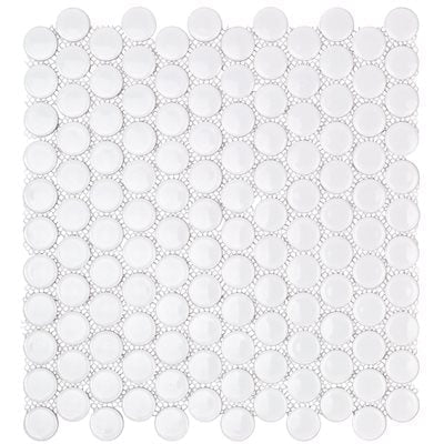 Soho Studio Simple Circles 12.32" x 12.99" White Porcelain Mosaic