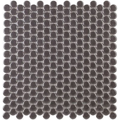 Soho Studio Simple Penny Rounds 11.49" x 12.32" Rimmed Charcoal Porcelain Mosaic