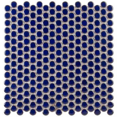Soho Studio Simple Penny Rounds 11.49" x 12.32" Rimmed Cobalt Porcelain Mosaic