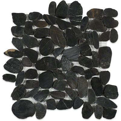 Soho Studio Sliced Gem 12" x 12" Black Cobblestone Mosaic
