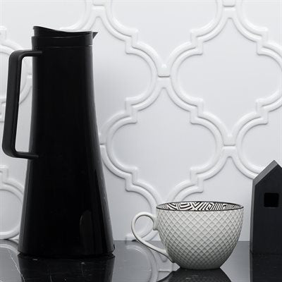 Soho Studio Terra Ignis 6.25" x 7.25" Relief Blanco Ceramic Tile