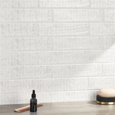 Soho Studio Vian 2" x 10" White Decor Ceramic Tile