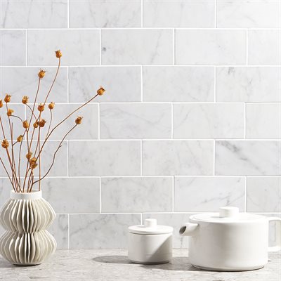 Soho Studio White Carrara 3" x 6" White Carrara Marble Tile