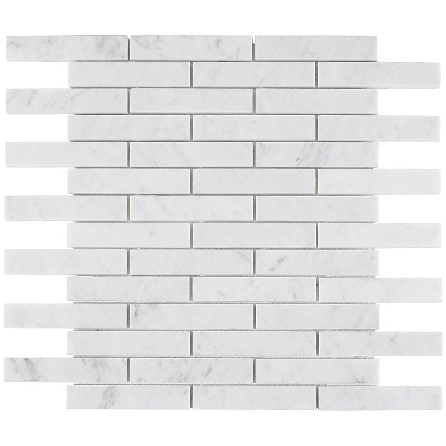 Soho Studio White Carrara Piano Brick 12" x 12" Marble Mosaic