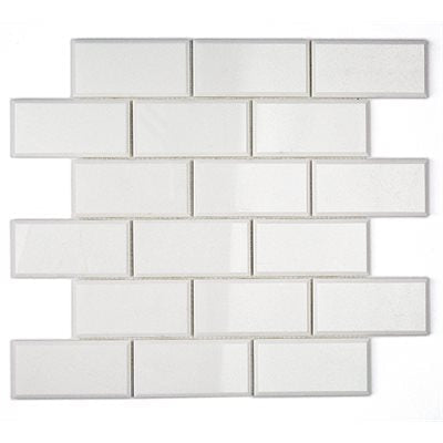 Soho Studio White Thassos 2 x 4 Brick 11.75" x 11.75" Marble Mosaic