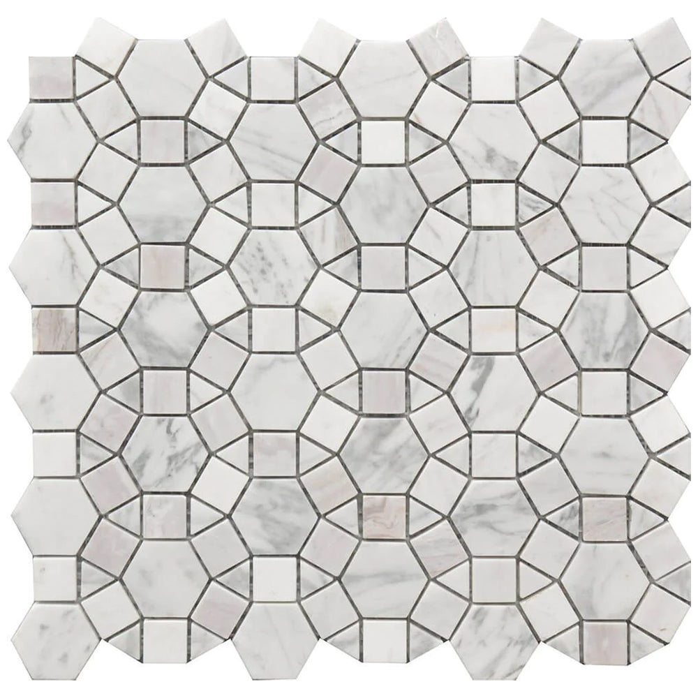 Roca Tile Rockart Kaleidoscope 12" x 12" Marble Mosaic